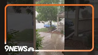 Heavy rain falls in Loveland Colorado thunderstorm 9news [upl. by Redmund]