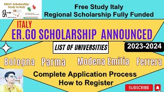 ERGO Scholarship Italy  How to Apply Regional Scholarship Italy  ERGO Documents Complete Process [upl. by Newo]