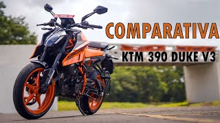 KTM 390 DUKE V3 VS Z400 VS CF MOTO 450 NK VS ZONTES 350 R1 VS MT 03 COMPARATIVA DE FICHAS TECNICAS [upl. by Nagaek499]