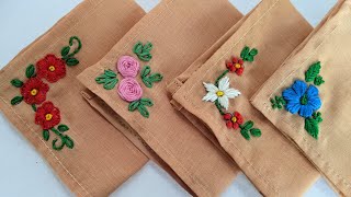 VERY EASY HANDKERCHIEF EMBROIDERY DESIGNS FOR BEGINNERS RUMAL DESIGNS [upl. by Nnarual]