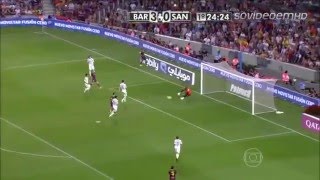 Barcelona 8 x 0 Santos Santos leva chocolate do Barça Troféu Joan Gamper 02 08 2013 Globo HD [upl. by Troy]