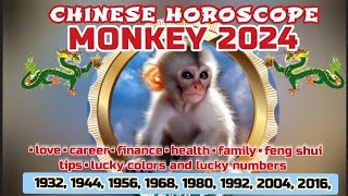 Monkey 2024 its A YEAR TO BE HAPPY  2024 chinese horoscope prediction astrology [upl. by Enyawud]