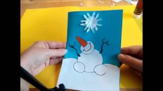 Postales de Navidad para niños Cómo hacer una tarjeta Muñeco de nieve Como fazer um cartão [upl. by Anoiek]