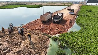 Amazing 100 Completed Work A New Road Crossed Water The Large Bulldozer SHANTUI is Moving Dirt [upl. by Fancy311]