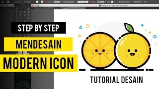 Step by Step Cara Desain Icon Modern dengan Adobe Illustrator  Tutorial Design [upl. by Yeung]