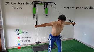 Entrenamiento en casa con barra de dominadas y poleas alta y baja [upl. by Folger]