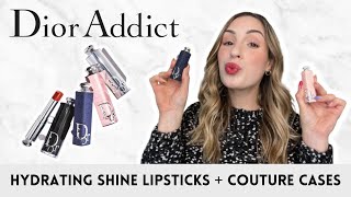 DIOR ADDICT Hydrating Refillable Shine Lipsticks  ALL THE CASES  Review Swatches Demo [upl. by Ahtnicaj170]