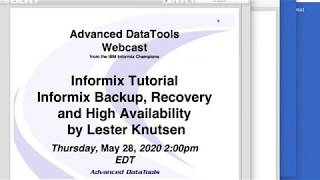 Informix Tutorial  Informix Backup Recovery and High Availability by Lester Knutsen [upl. by Yahsat]