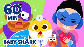 BEST Baby Shark Doctor Meets Superheros at the Hospital  Compilation  Baby Shark Official [upl. by Awjan]