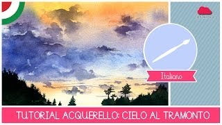 Corso di Acquerello BASE tutorial come dipingere un cielo al tramonto  LEZIONE 06 [upl. by Celka]