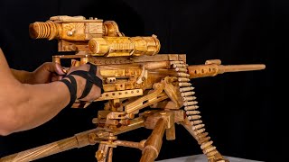 Top Woodworking Art  Wooden M2 Browning Machine Gun  Wood Carving Gun [upl. by Gardener]