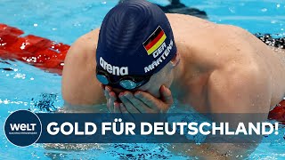 Olympische Sommerspiele in Paris Deutscher Schwimmer holt Gold über 400 Meter Freistil [upl. by Puduns]