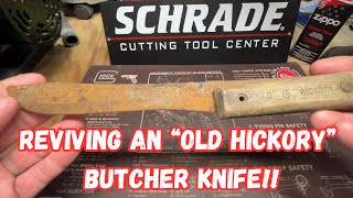 Reviving an Old Hickory USA Made Butcher Knife Rust Removal amp Wooden Handle Restoration [upl. by Odravde]