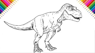 How to Draw TRex  Step by Step  Drawing and Coloring [upl. by Uird]