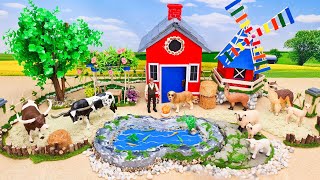 DIY making Small Barnyard Farm with Fish Pond amp Colorful Windmill  Cattle Farm  Red Barn Farm [upl. by Orpheus]