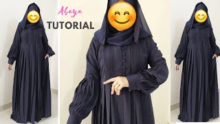 Beautiful Pleated Abaya design cutting and stitching Most trending Abaya tutorial step by step [upl. by Eninahpets]