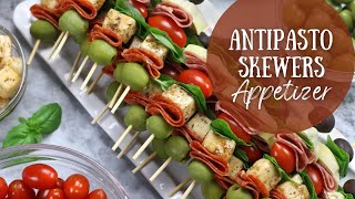 Antipasto Skewers  Easy Cold Italian Appetizer Affordable Make Ahead Party Recipe [upl. by Jordanna]