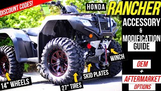 New Honda Rancher 420 ATV Accessory Guide Larger Wheels amp Tires Winch  AArm Guards amp Skid Plate [upl. by Neeron926]