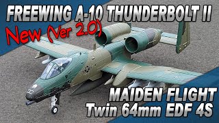 Maiden Flight of the New Freewing A10 Warthog V2  Twin 64mm EDF running on 4S [upl. by Hew]