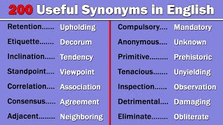 200 Useful Synonym Words in English  Build up Your English Vocabulary [upl. by Azeret582]