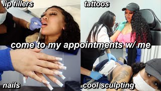 come to my appointments with me lip fillers nails tattoos cool sculpting etc [upl. by Alonzo345]