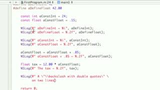 ObjectiveC Tutorial  Lesson 7 Part 2 Xcoding Constants [upl. by Adda950]