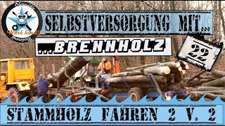 Selbstversorgung mit Brennholz 22 Verladen und abfahren des BuchenStammholzes 2 v 2 [upl. by Prendergast]