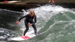 Amazing River Surfing Isar Eisbach in Munich at the English Garden [upl. by Nostaw618]