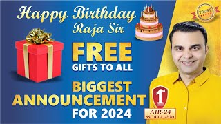 RAJA SIR Birthday Special  FREE Gifts to All  Biggest Announcement for SSC 2024 Exams [upl. by Roswell417]