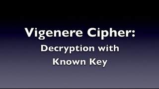 Vigenere Cipher  Decryption Known Key [upl. by Nerad]