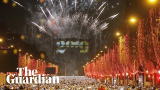 Arc de Triomphe lights up for new year in Paris [upl. by Yssep22]