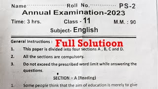 UP board Class 11 English Paper with solution  Solution English Paper  Exam Paper English 2023 [upl. by Strang]