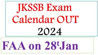 JKSSB Exam Calendar OUT  Finance SI  Finance Inspector  JKSSB Patwari  No FAA [upl. by Sulecram]