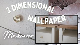 3D Wallpaper Makeover  Small Furniture DIY Transformation  Embossed Wallpaper Upcycle [upl. by Anid471]