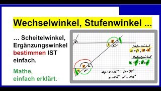 Wechselwinkel Stufenwinkel Scheitelwinkel Nebenwinkel bestimmen IST einfach [upl. by Choong]