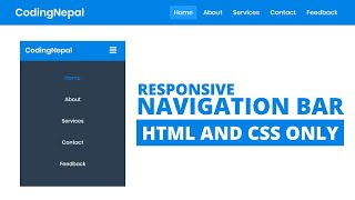 How to Create Responsive Navigation Bar using HTML and CSS [upl. by Akinet]