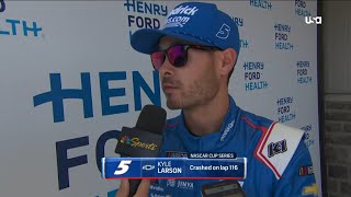 KYLE LARSON POST CRASH INTERVIEW  2024 FIREKEEPERS CASINO 400  2024 NASCAR CUP SERIES [upl. by Witty]