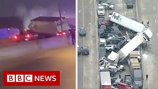 Driver captures deadly 100vehicle Texas pileup  BBC News [upl. by Eelrahc561]