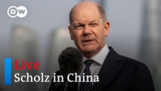 Live German Chancellor Olaf Scholz holds press conference during China visit  DW News [upl. by Hinch]