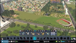 Cities Skylines Gameplay 17 Stadiums and No car Communities [upl. by Adnovaj824]