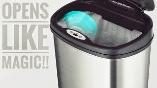 NINESTARS Touchless Motion Sensor Trash Can Battery Powered Stainless Steel Review 💯😁 [upl. by Kelson]