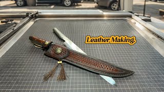 making a leather sheaths  full process  leather craft  chefs knife [upl. by Haibot358]