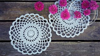 Simple Crochet Doily Tutorial Easy For Beginners [upl. by Adel]