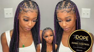 Criss Cross Rubberband Knotless Box Braids Dope Collection Edge Control [upl. by Ernst645]