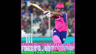 Shimron Hetmyer Batting 🔥Rr vs Rcb Eliminator Rovman Powell ipl🎯💯 [upl. by Eilyak]