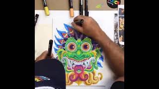 Drew Brophy Timelapse painting Bali Mask Aug 2020 [upl. by Sugihara335]