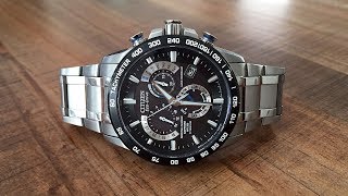 Citizen EcoDrive Atomic Time Perpetual Calendar Chronograph Review AT401050E  Perth WAtch 13 [upl. by Comptom164]