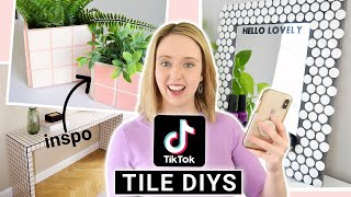 DIYing VIRAL TIKTOK Tile Projects 📱 Aesthetic Tile Planter  Mirror [upl. by Hnid]