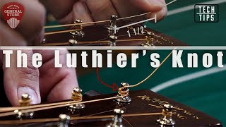 Tech Tip How to Tie a Luthiers Knot When Changing Strings [upl. by Hulburt896]