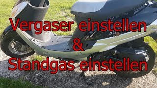 Vergaser einstellen  Standgas einstellen  4 Takt Chinaroller JINLUN [upl. by Ailev]